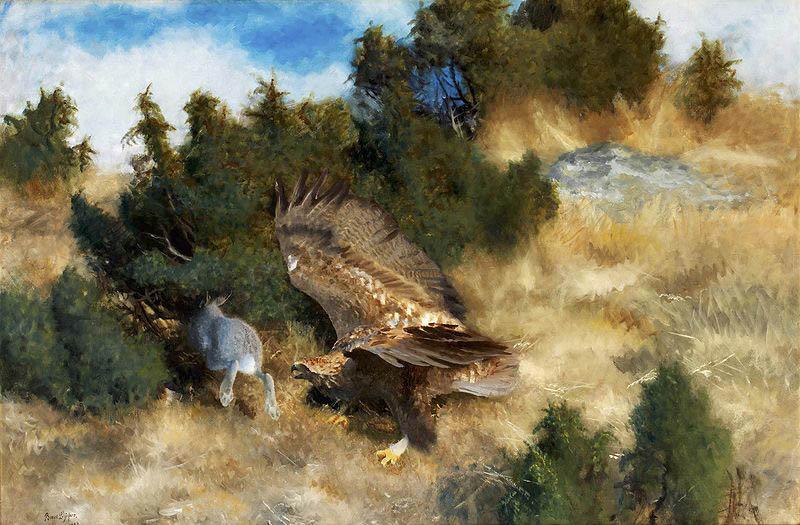 bruno liljefors orn jagande hare China oil painting art